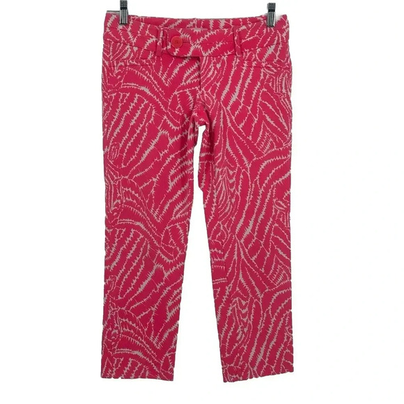 Lilly Pulitzer Pants - Lilly Pulitzer Cotton Blend Pink Zebra Print Barbie Capri Pants Womens Size 2